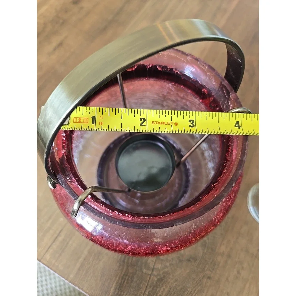Yankee Candle Muted Autumn Crackle Jar Holder Lantern Cranberry Votive 1599297